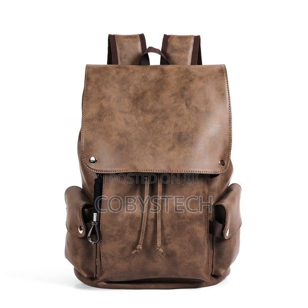 Pu Leather Backpack Unisex- Brown/Black/Grey