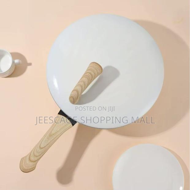 Durable White, Non-Stick, Octagonal Wok Frying and Cooking Pan