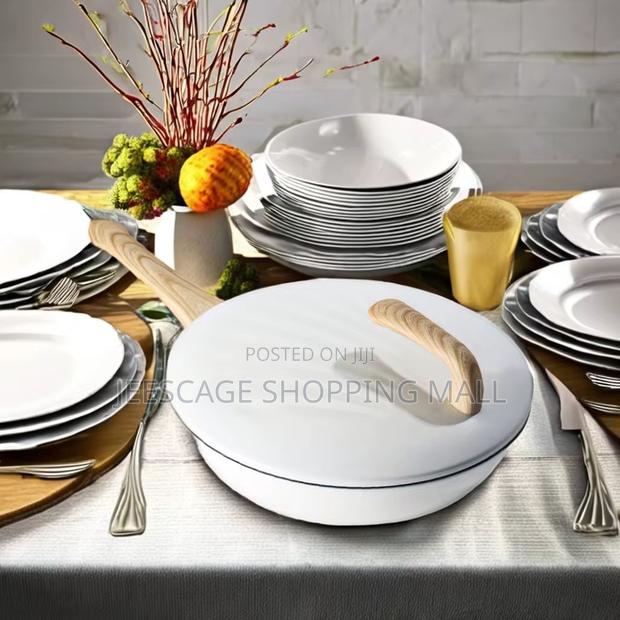 Durable White, Non-Stick, Octagonal Wok Frying and Cooking Pan