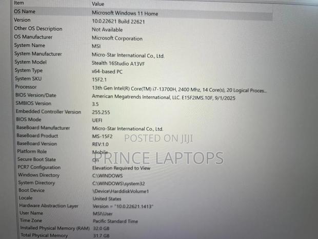 Laptop MSI Stealth 16 Studio A13VG 32GB Intel Core i7 SSD 1T photo 9