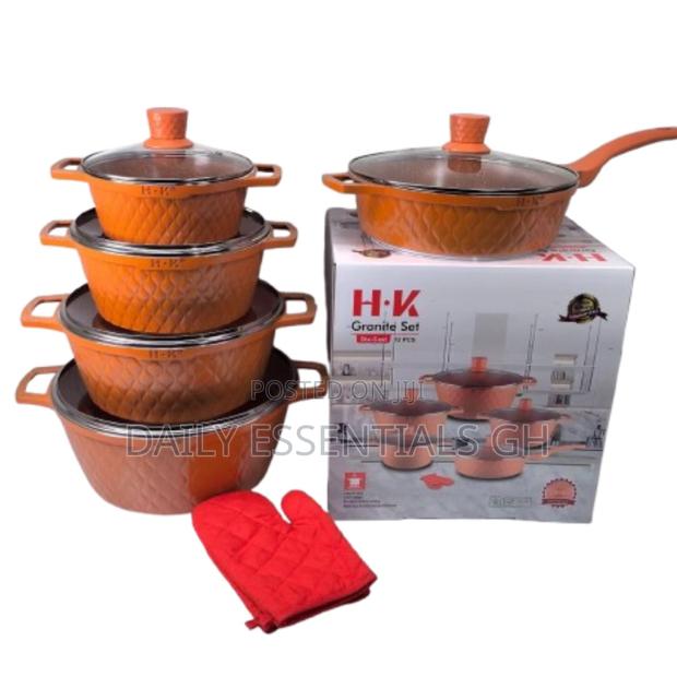 12-Piece Granite Kitchen Set – Pots, Pans Lids Included