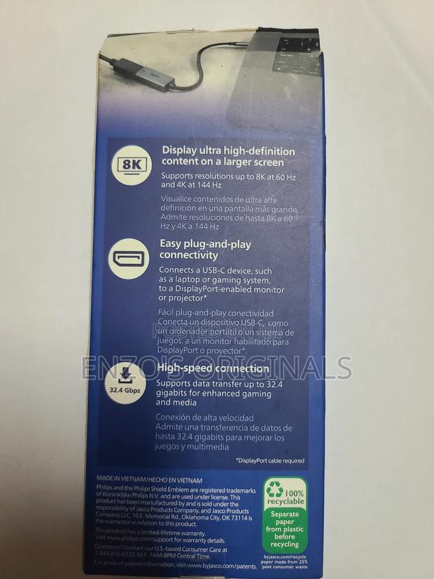 Type-c To 8k Display Port Usb-c To Dp Genuine Philips Branded New photo 2