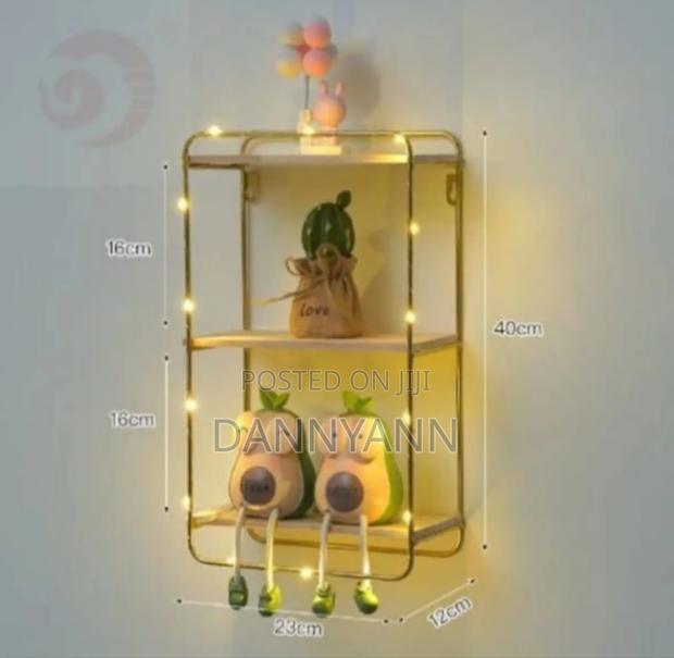 Two Tier Metal Shelves With Light