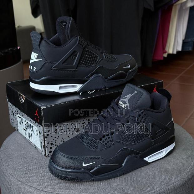 Air Jordan 4 Black Leather Print Sneaker · Photo 3