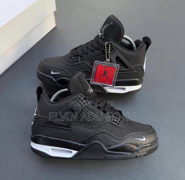 Air Jordan 4 Black Leather Print Sneaker · Photo 4
