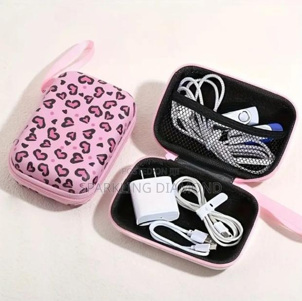 Cute Pink Mini Storage Case – For Cables, Earphones Accessories