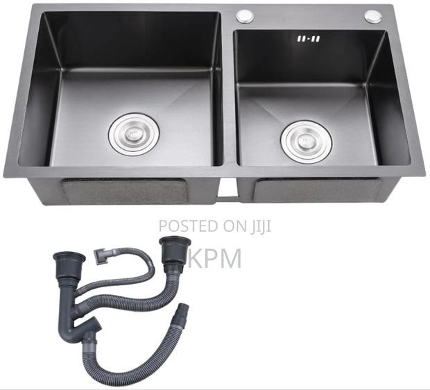 Anti Rust Handmade Nano Black Sus 304 Double Black Kitchen Sink