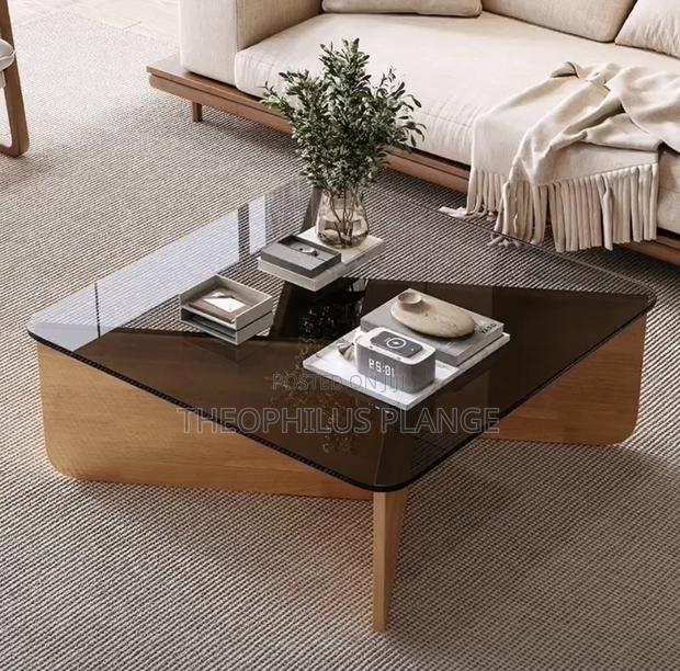 Glass Center Table / X Shaped Wood Design · Photo 3