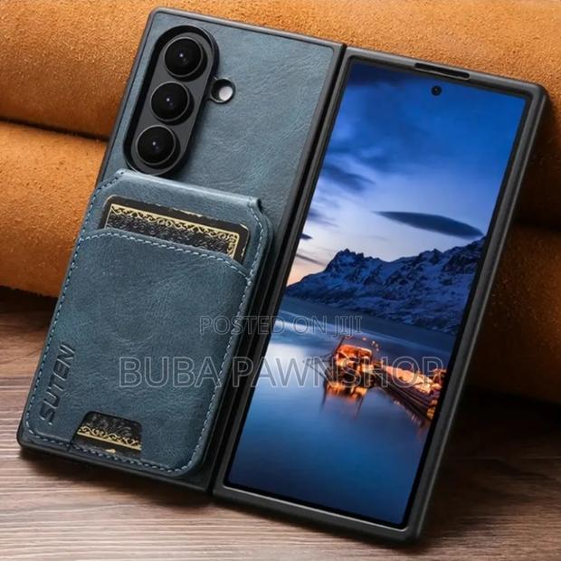 Samsung Galaxy Z Fold 6 Luxury Faux Leather Phone Case and Card Holder