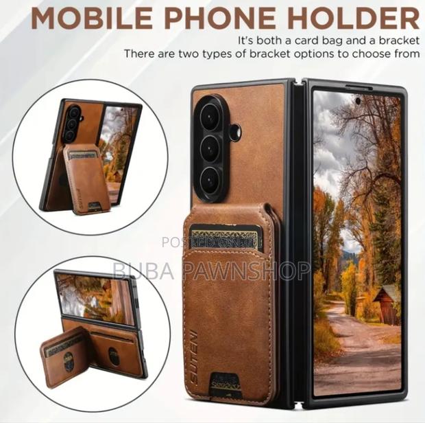 Samsung Galaxy Z Fold 6 Luxury Faux Leather Phone Case and Card Holder photo 3