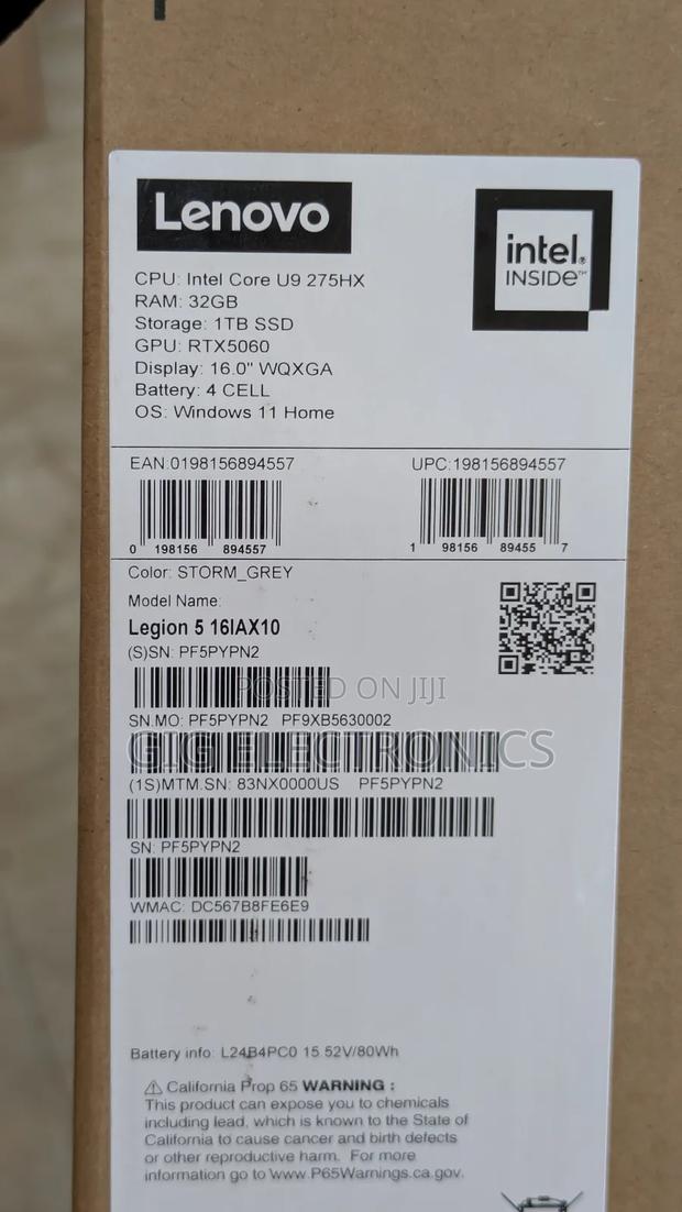 New Laptop Lenovo Legion 5 32GB Intel Core Ultra 9 SSD 1T photo 2