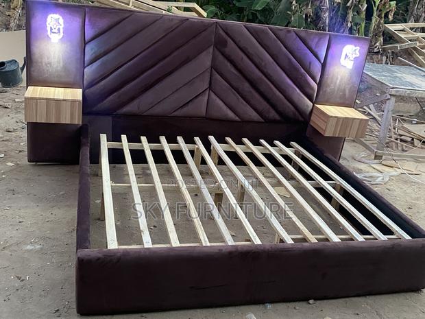 Over Sized King Size Bed Frame With Light and Side Drawers · Photo 4