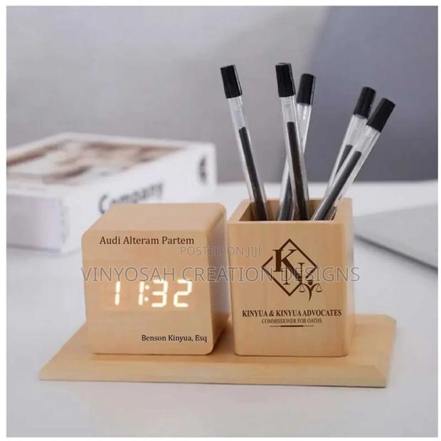 Wooden Table Clock With Branding · Photo 4