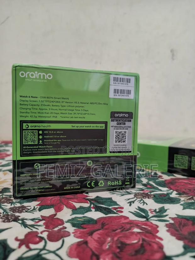 Oraimo Watch 6 Nano 1.52" TFT Full Touch Smart Watch photo 2