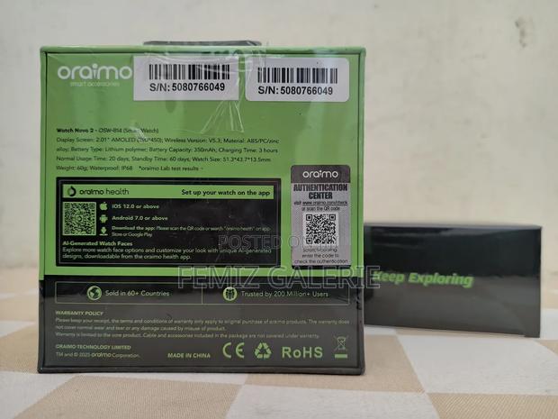 Oraimo Watch Nova 2 2.01" Amoled Ip68 Curved Touchscreen Smart Watch photo 2