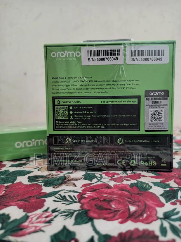 Oraimo Watch Nova 2 2.01" Amoled Ip68 Curved Touchscreen Smart Watch photo 2