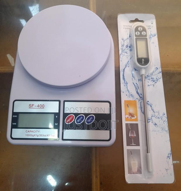 Battery Operated Electronic Kitchen Scale + Food Thermometer
