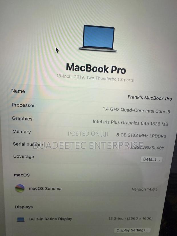 Laptop Apple MacBook Pro 2019 8GB Intel Core I5 SSD 128GB photo 4