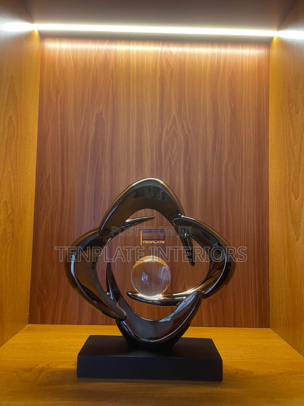 Absract Orbit Sculpture With Crystal Ball