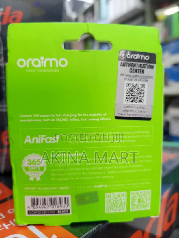 Oraimo 18w Rapid Charger With Cable Ocw-5184u+L53 photo 2