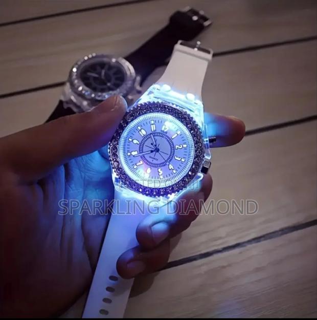 Led Luminous Rhinestone Silicone Watch (Unisex)