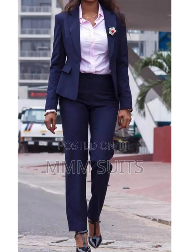 Quality 2-Piece Ladies Official Trousers Suit in Blue-Black · Photo 3