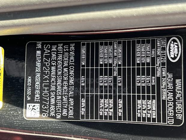 Land Rover Range Rover Evoque SE AWD 2020 Black photo 9