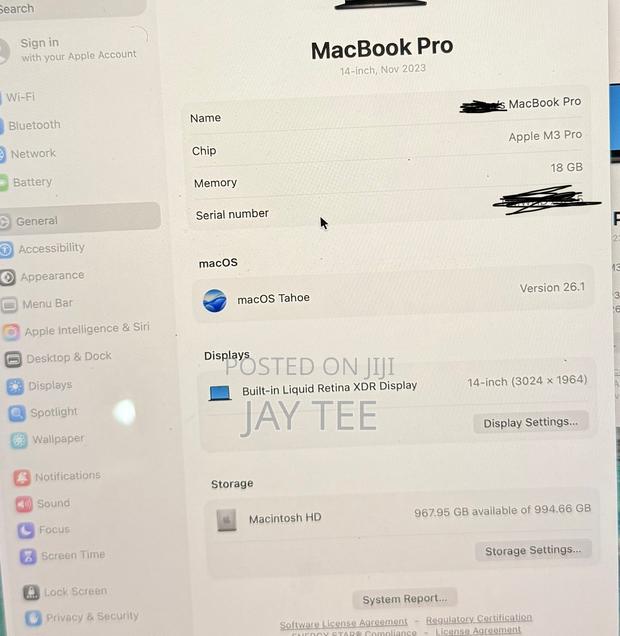 Laptop Apple MacBook Pro 18GB Apple M3 Pro SSD 1T