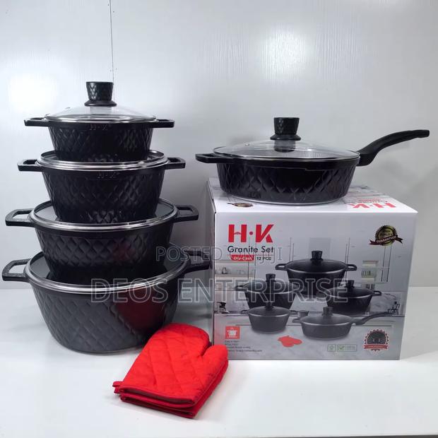 Luxury H.K. 12-Piece Die-Cast Granite Cookware Set