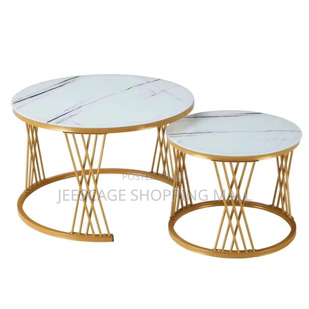 Round Coffee Table,Modern Coffee Table Set of 2 Marble