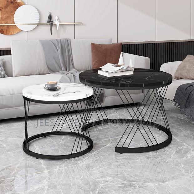 Round Coffee Table,Modern Coffee Table Set of 2 Marble