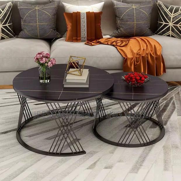 Round Coffee Table,Modern Coffee Table Set of 2 Marble