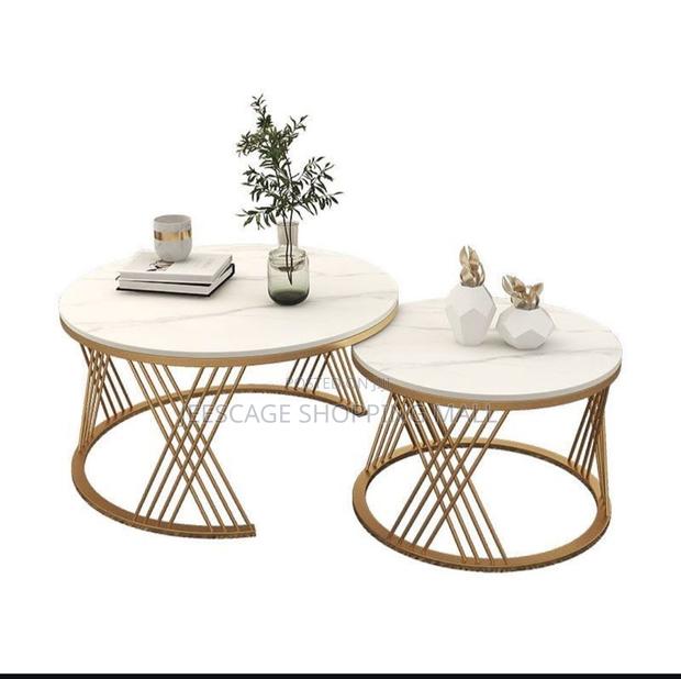 Round Coffee Table,Modern Coffee Table Set of 2 Marble