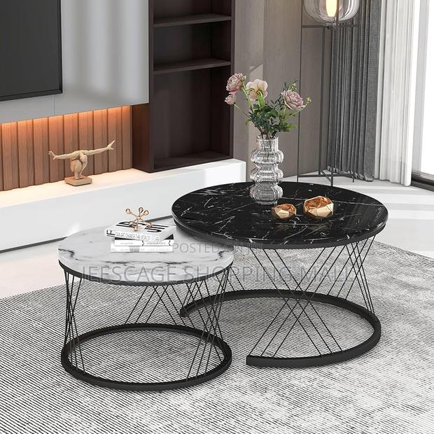 Round Coffee Table,Modern Coffee Table Set of 2 Marble