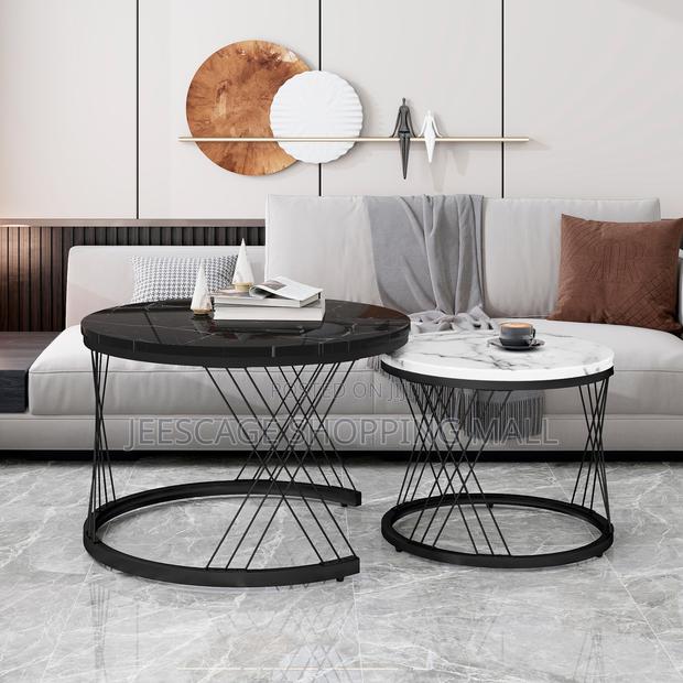 Round Coffee Table,Modern Coffee Table Set of 2 Marble