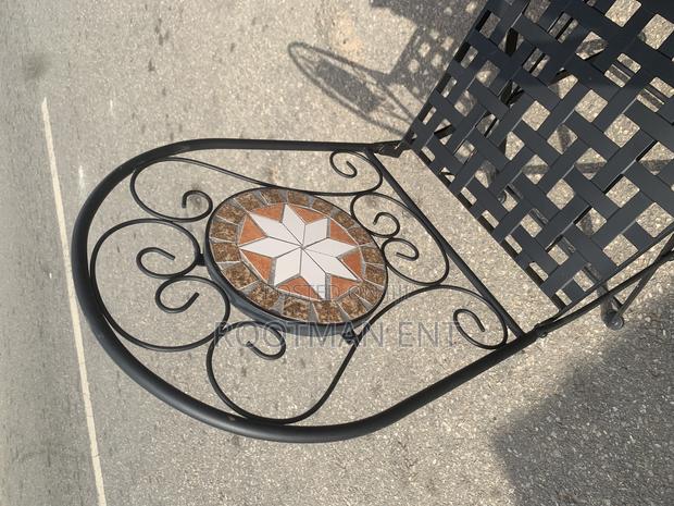 Outdoor Set of 2 Chairs Black Metal Vintage Style Mosaic Folding Black photo 2