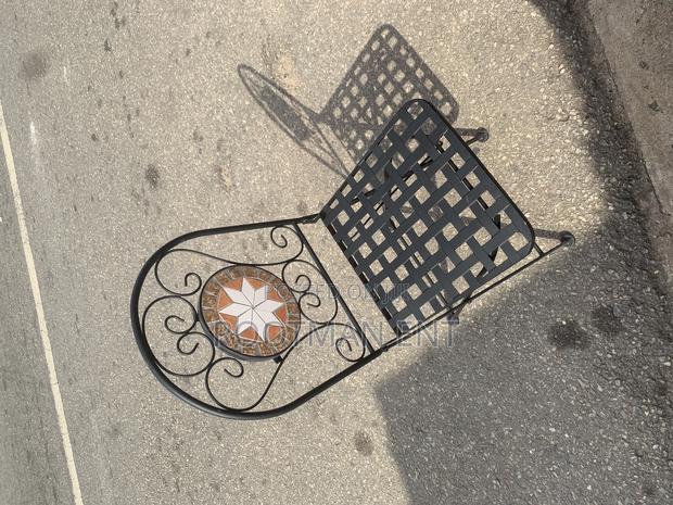 Outdoor Set of 2 Chairs Black Metal Vintage Style Mosaic Folding Black photo 3