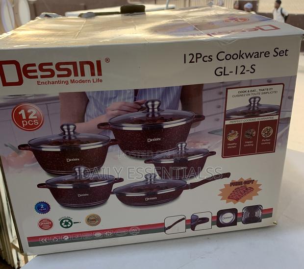 Dessini 12pcs Granite Cookware Set With Glass Covers