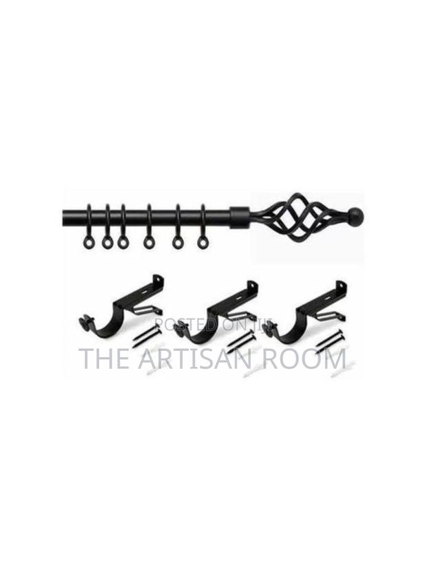 2m Black Curtain Rod