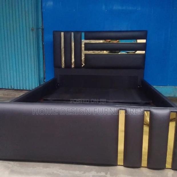 Black and Gold Leather Bed Frame