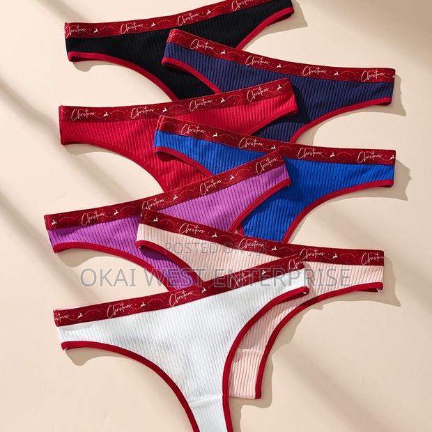 Holiday Ribbed Cotton Thong 7sets