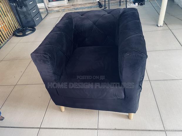 Single Black Material Sofa