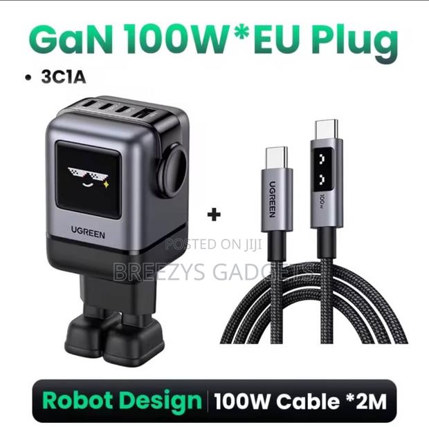 Ugreen Uno 100w Gan Charger Robot Design Qc4.0 3.0 Pps Fast Charger photo 3