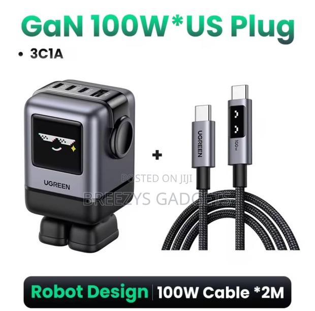 Ugreen Uno 100w Gan Charger Robot Design Qc4.0 3.0 Pps Fast Charger photo 5