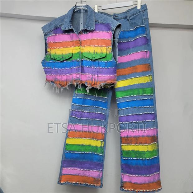 Brand New Palato Rainbow Pearls Jeans Trouser Jacket From Holland
