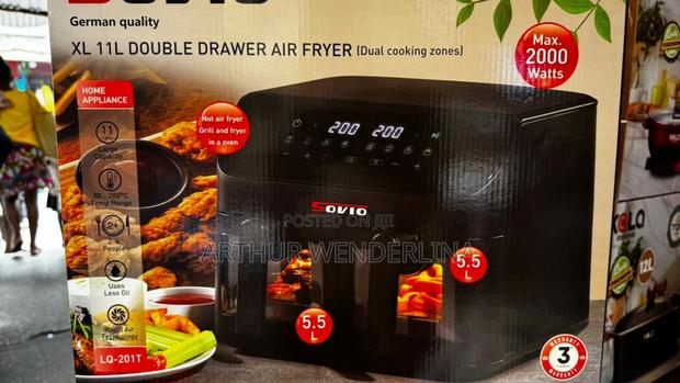 Sovio – Air Fryer Xxl, 11 Liters With 2 Drawers. 2000w