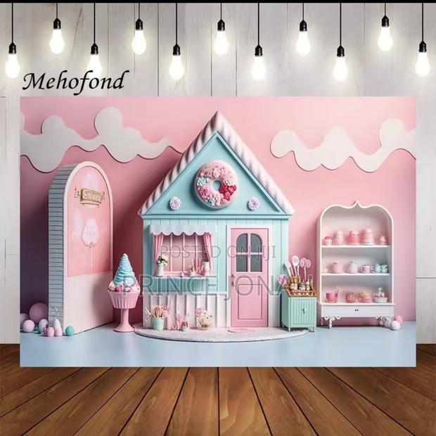 Mehofond Photography Background Summer Pink Ice Cream Shop Candy House photo 2
