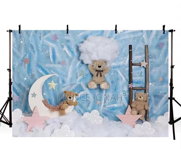 Mehofond Photography Background Dreamy Blue Star Moon Toy Bear photo 2