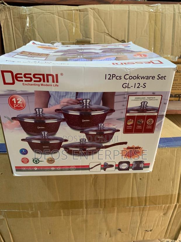 Original Dessini 12 Pieces Cooking Pots Set (Non-Stick) - Best Price!