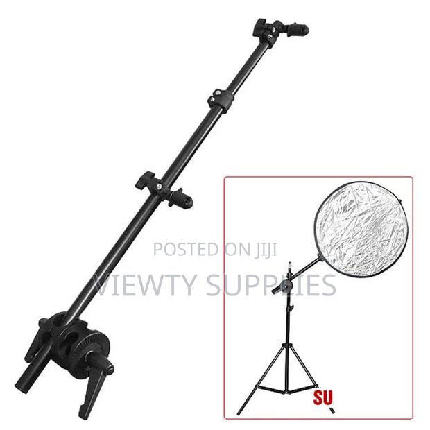 Collapsible Photo Reflector Boom Arm Holder Bracket + Swivel Head
